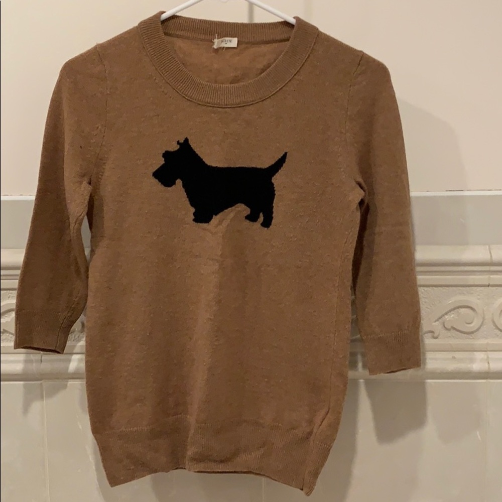 J crew Sweater. Three-quarter sleeves. Dog